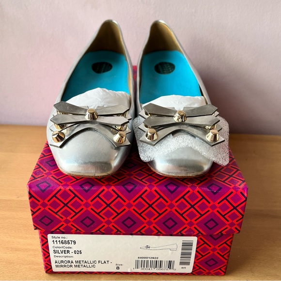 TORY BURCH “AURORA” SILVER METALLIC CLEAR LUCITE HEEL SHOES BRAND NEW IN BOX - Picture 16 of 16